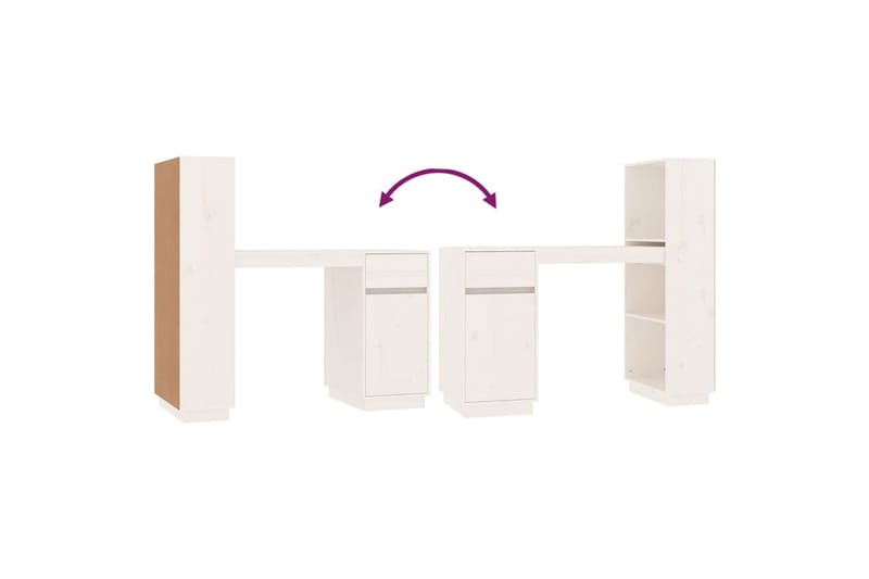 beBasic Skrivbord vit 110x53x117 cm massiv furu - White - Möbler - Bord & matgrupper - Kontorsbord - Skrivbord