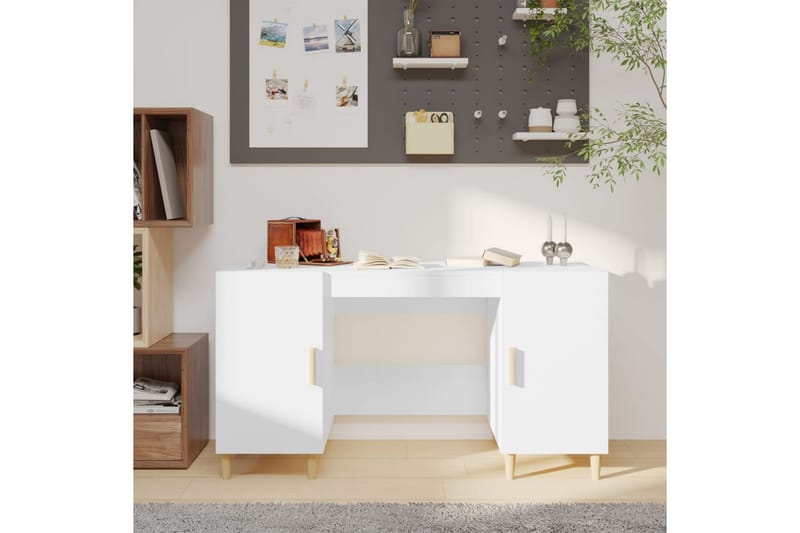 beBasic Skrivbord vit 140x50x75 cm konstruerat trä - White - Möbler - Bord & matgrupper - Kontorsbord - Skrivbord
