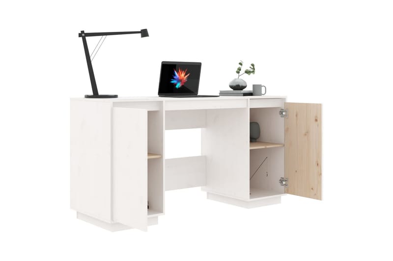 beBasic Skrivbord vit 140x50x75 cm massiv furu - White - Möbler - Bord & matgrupper - Kontorsbord - Skrivbord
