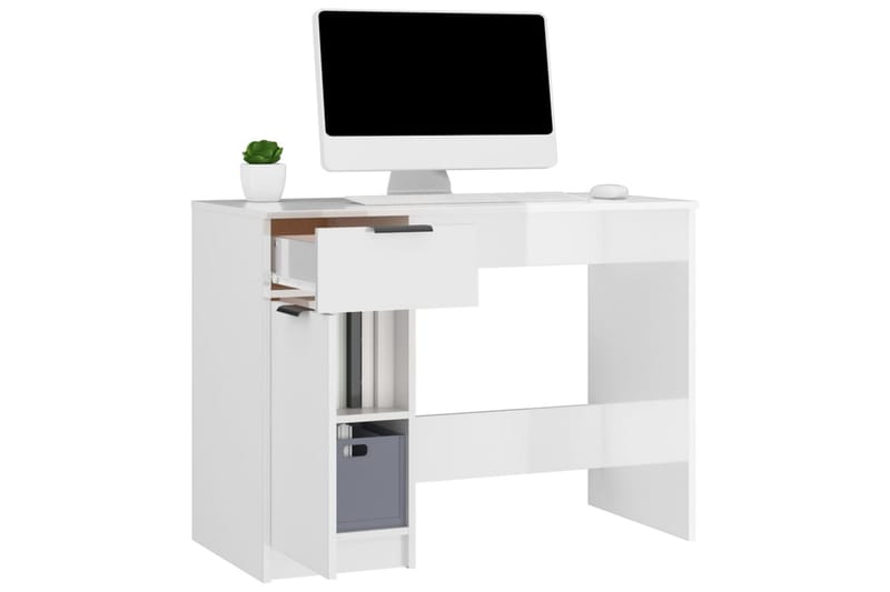 beBasic Skrivbord vit högglans 100x50x75 cm konstruerat trä - White - Möbler - Bord & matgrupper - Kontorsbord - Skrivbord