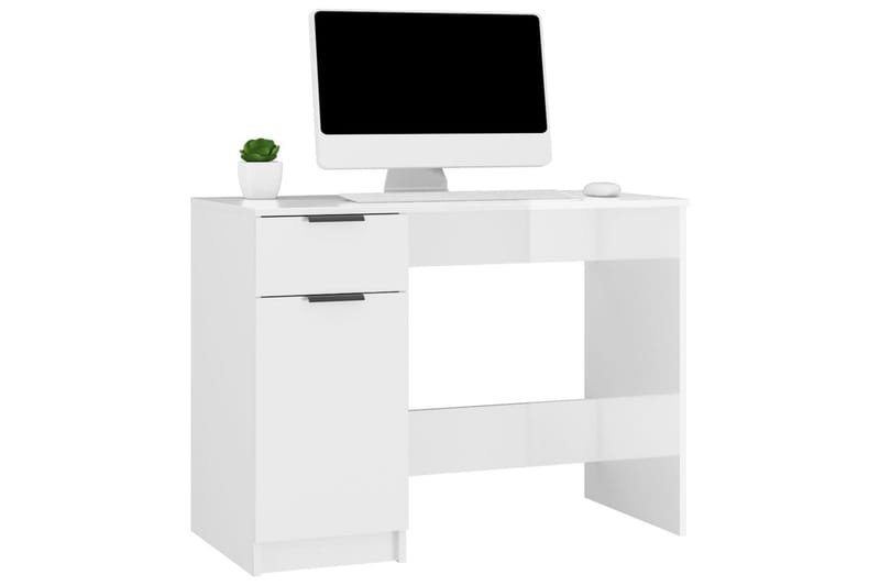 beBasic Skrivbord vit högglans 100x50x75 cm konstruerat trä - White - Möbler - Bord & matgrupper - Kontorsbord - Skrivbord
