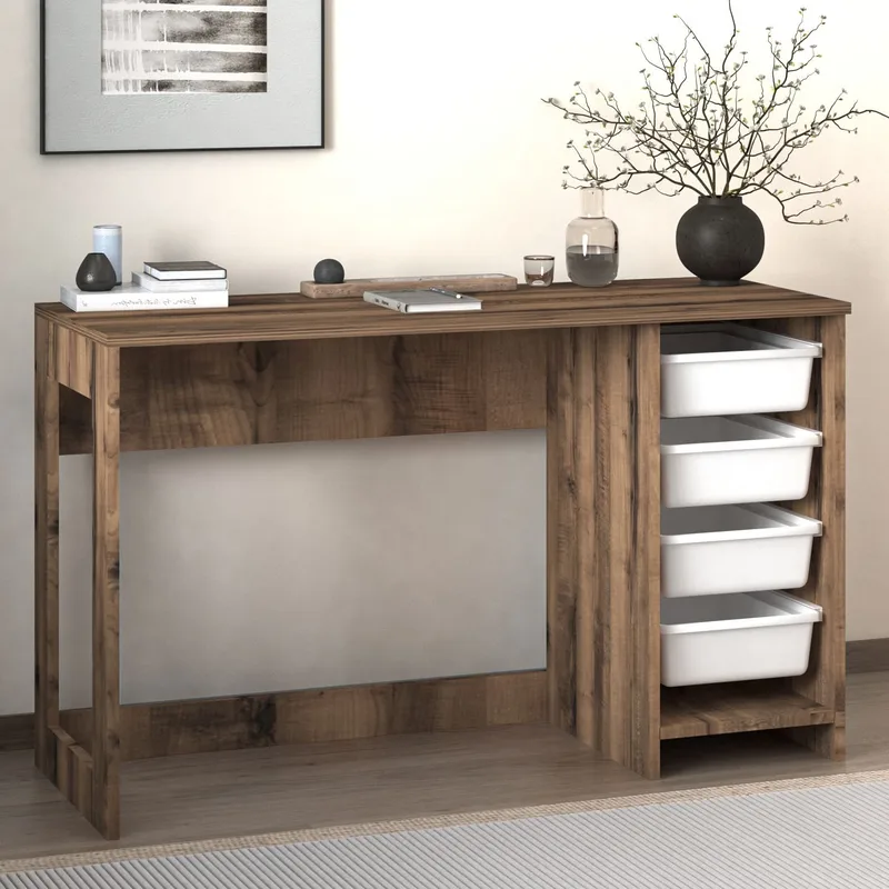 Branik Skrivbord 120x73x45 cm - White och Antique Walnut - Möbler - Bord & matgrupper - Kontorsbord - Skrivbord