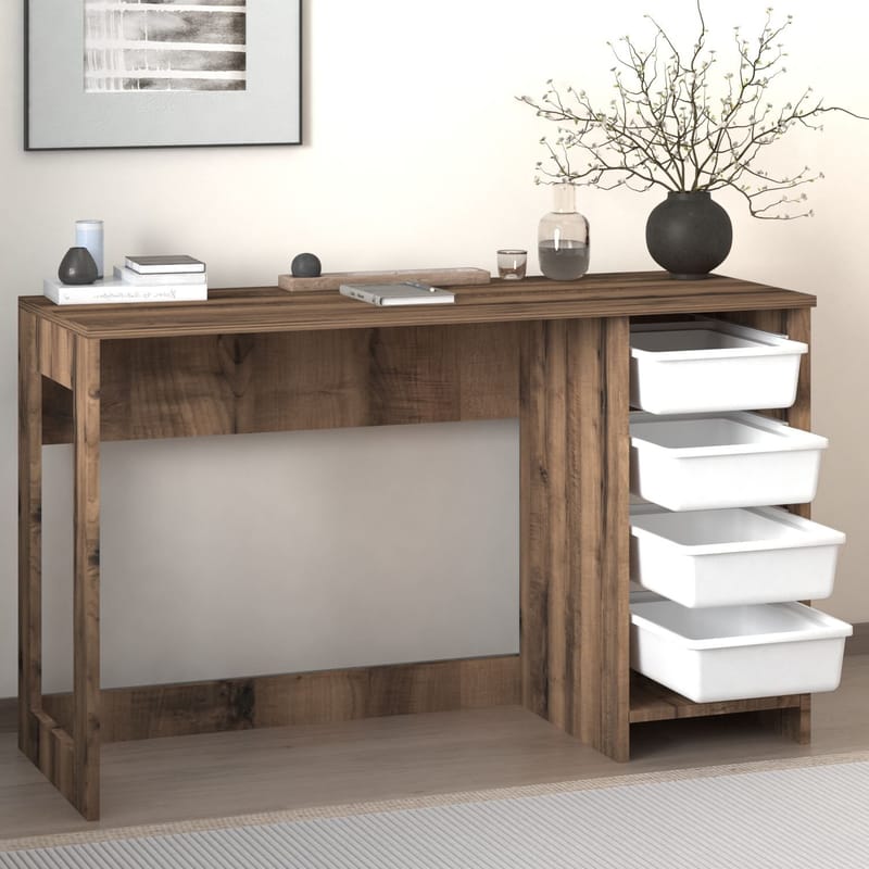 Branik Skrivbord 120x73x45 cm - White och Antique Walnut - Möbler - Bord & matgrupper - Kontorsbord - Skrivbord
