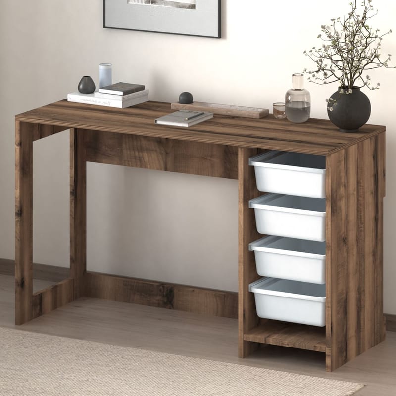 Branik Skrivbord 120x73x45 cm - White och Antique Walnut - Möbler - Bord & matgrupper - Kontorsbord - Skrivbord