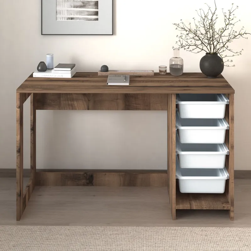 Branik Skrivbord 120x73x45 cm - White och Antique Walnut - Möbler - Bord & matgrupper - Kontorsbord - Skrivbord