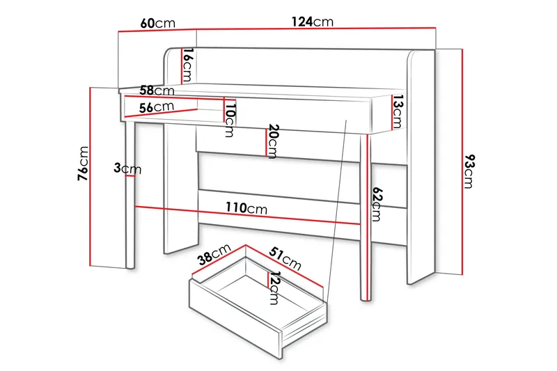 Buhan Skrivbord 60x124 cm - Beige/Brun - Möbler - Bord & matgrupper - Kontorsbord - Skrivbord