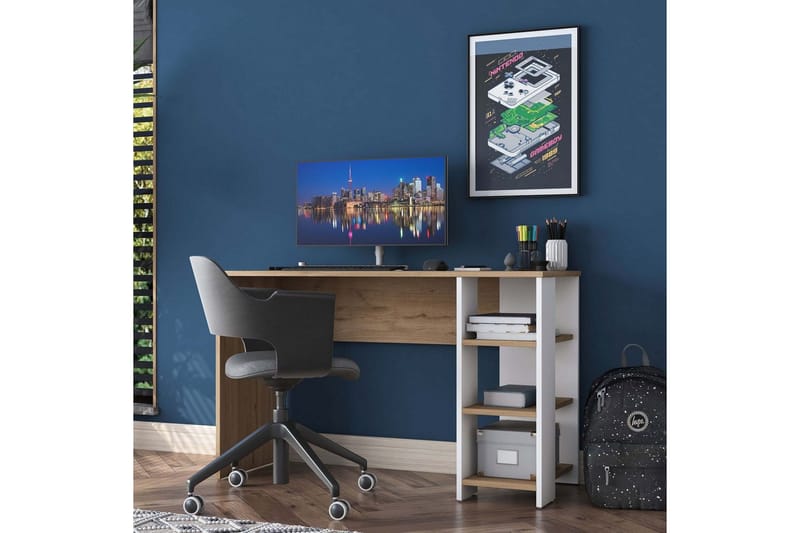 Caeton Skrivbord 45x120 cm - Rödfärgat trä/Vit - Möbler - Bord & matgrupper - Kontorsbord - Skrivbord