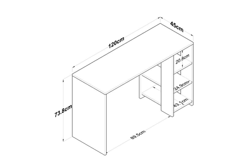Caeton Skrivbord 45x120 cm - Rödfärgat trä/Vit - Möbler - Bord & matgrupper - Kontorsbord - Skrivbord