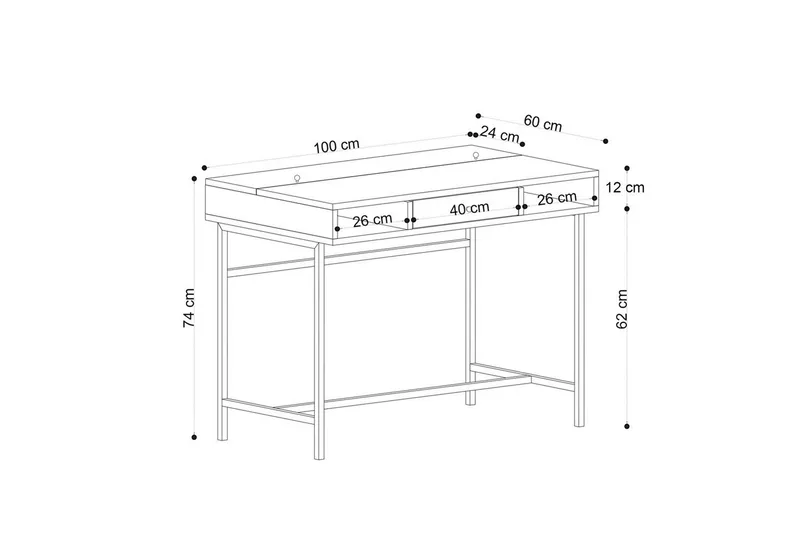 Cladells Skrivbord 60x100 cm - Ek/Svart - Möbler - Bord & matgrupper - Kontorsbord - Skrivbord