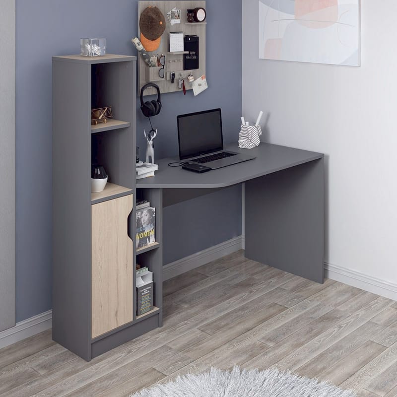 Dalenor Skrivbord 150x140x60 cm - Antracit/Valnöt - Möbler - Bord & matgrupper - Kontorsbord - Skrivbord