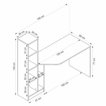 Dalenor Skrivbord 150x140x60 cm - Antracit/Valnöt - Möbler - Bord & matgrupper - Kontorsbord - Skrivbord