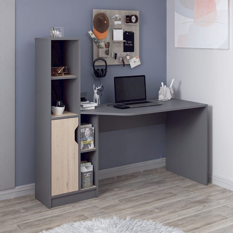 Dalenor Skrivbord 150x140x60 cm - Antracit/Valnöt - Möbler - Bord & matgrupper - Kontorsbord - Skrivbord