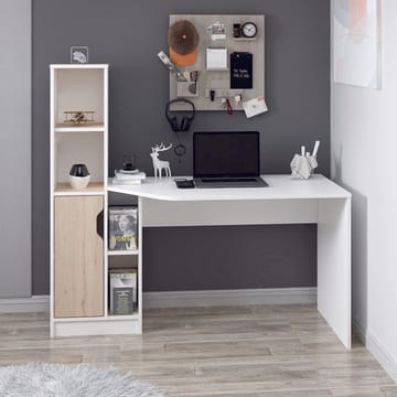 Dalenor Skrivbord 150x140x60 cm - Vit och valnöt - Möbler - Bord & matgrupper - Kontorsbord - Skrivbord