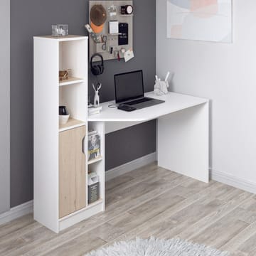 Dalenor Skrivbord 150x140x60 cm - Vit och valnöt - Möbler - Bord & matgrupper - Kontorsbord - Skrivbord