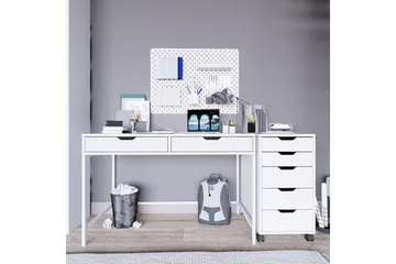 Durusu Skrivbord 120 cm med Lådor och Hjul i Målat Trä - Vit - Möbler - Bord & matgrupper - Kontorsbord - Skrivbord