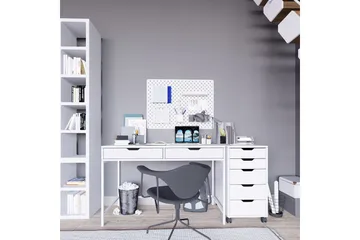 Durusu Skrivbord 120 cm med Lådor och Hjul i Målat Trä - Vit - Möbler - Bord & matgrupper - Kontorsbord - Skrivbord
