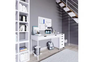 Durusu Skrivbord 120 cm med Lådor och Hjul i Målat Trä - Vit - Möbler - Bord & matgrupper - Kontorsbord - Skrivbord
