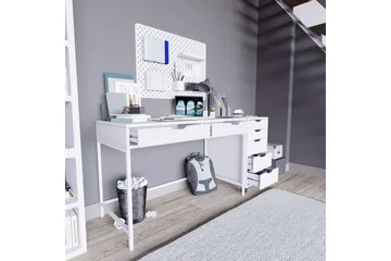 Durusu Skrivbord 120 cm med Lådor och Hjul i Målat Trä - Vit - Möbler - Bord & matgrupper - Kontorsbord - Skrivbord