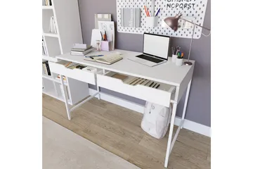 Durusu Skrivbord 55x120 cm med Lådor i Trä med Metallstativ - Vit - Möbler - Bord & matgrupper - Kontorsbord - Skrivbord