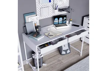 Durusu Skrivbord 55x120 cm med Lådor i Trä med Metallstativ - Vit - Möbler - Bord & matgrupper - Kontorsbord - Skrivbord