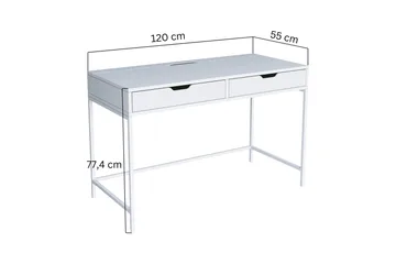 Durusu Skrivbord 55x120 cm med Lådor i Trä med Metallstativ - Vit - Möbler - Bord & matgrupper - Kontorsbord - Skrivbord