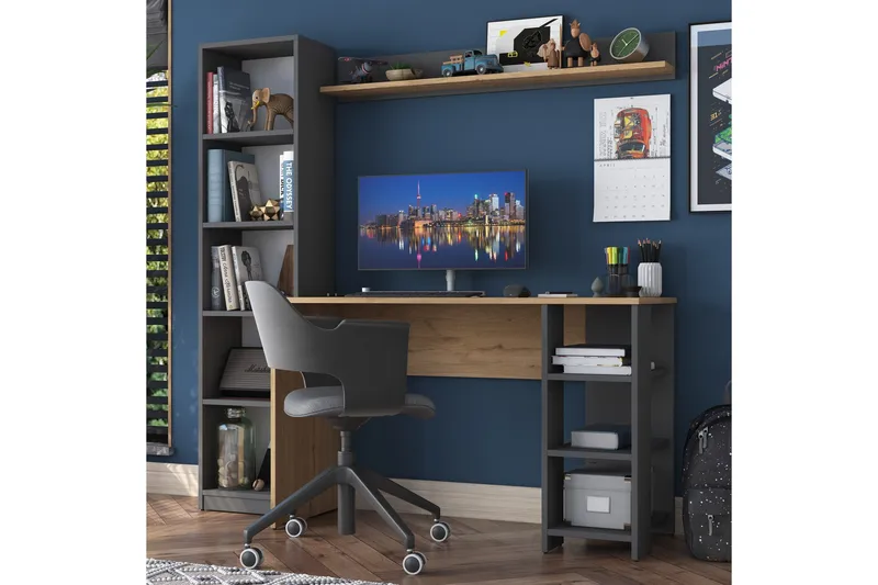 Eireann Skrivbord 45x160 cm - Valnöt/Antracit - Möbler - Bord & matgrupper - Kontorsbord - Skrivbord