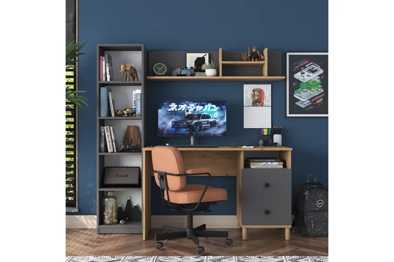 Eireann Skrivbord 50x120 cm - Valnöt/Antracit - Möbler - Bord & matgrupper - Kontorsbord - Skrivbord