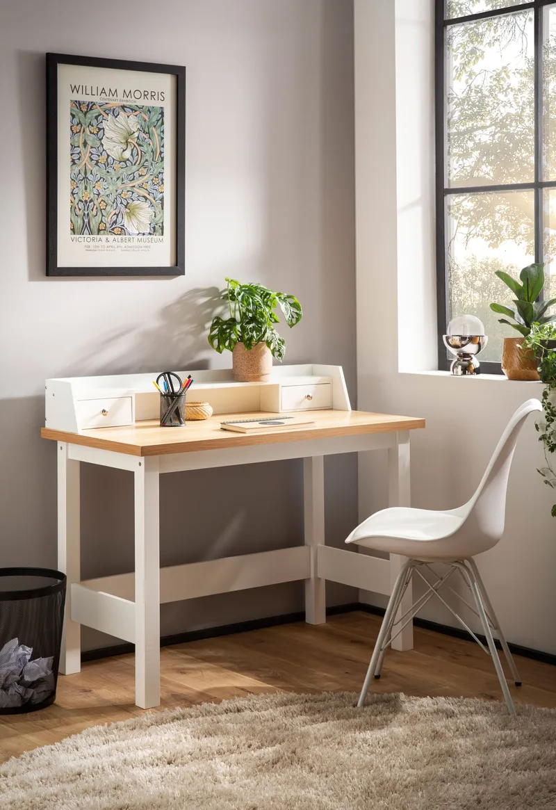 Eliara Skrivbord 106 cm - Vit och eklook - Möbler - Bord & matgrupper - Kontorsbord - Skrivbord
