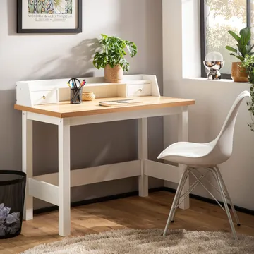 Eliara Skrivbord 106 cm - Vit och eklook - Möbler - Bord & matgrupper - Kontorsbord - Skrivbord