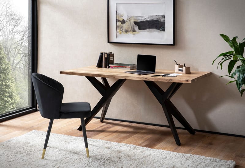 Fenaro Skrivbord 160x80 cm Industriell stil - Ljust gyllenbrun och mattsvart - Möbler - Bord & matgrupper - Kontorsbord - Skrivbord