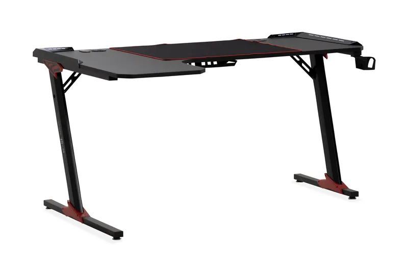 Areni Gamingbord LED-ljus 140 cm med Mugg- & Hörlurshållare - Svart - Möbler - Bord & matgrupper - Kontorsbord - Gamingbord