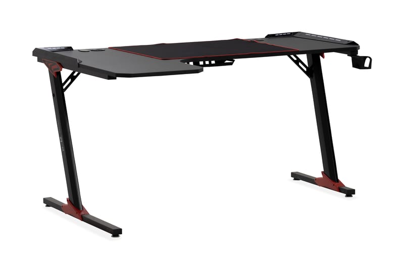 Areni Gamingbord LED-ljus 140 cm med Mugg- & Hörlurshållare - Svart - Gamingbord