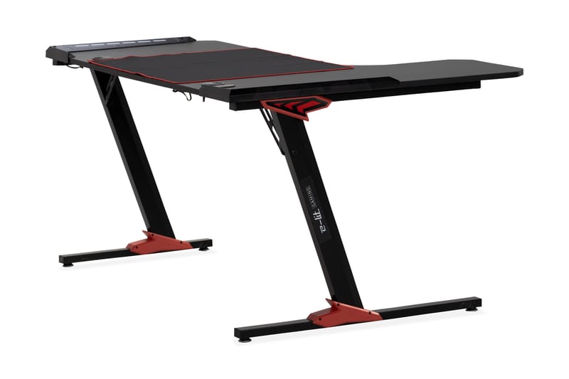 Areni Gamingbord LED-ljus 140 cm med Mugg- & Hörlurshållare - Svart - Gamingbord