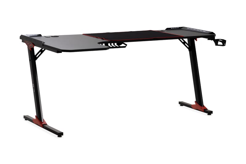 Areni Gamingbord LED-ljus 160 cm med Mugg- & Hörlurshållare - Svart - Gamingbord