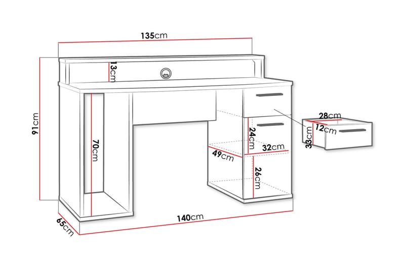 Ayora Gamingbord 140 cm - Svart - Möbler - Bord & matgrupper - Kontorsbord - Gamingbord