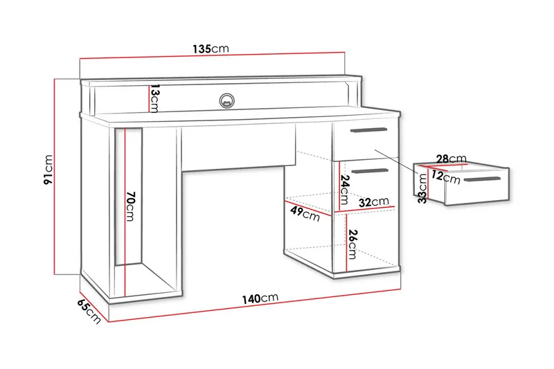 Ayora Gamingbord 140 cm - Svart - Möbler - Bord & matgrupper - Kontorsbord - Gamingbord