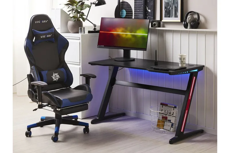 Darfur Gamingbord 120 cm med LED-belysning - Grå/Svart - Möbler - Bord & matgrupper - Kontorsbord - Gamingbord