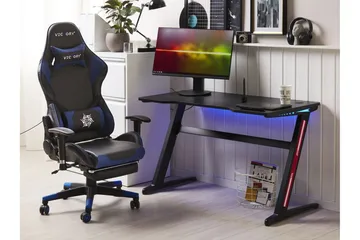 Darfur Gamingbord 120 cm med LED-belysning - Grå/Svart - Möbler - Bord & matgrupper - Kontorsbord - Gamingbord