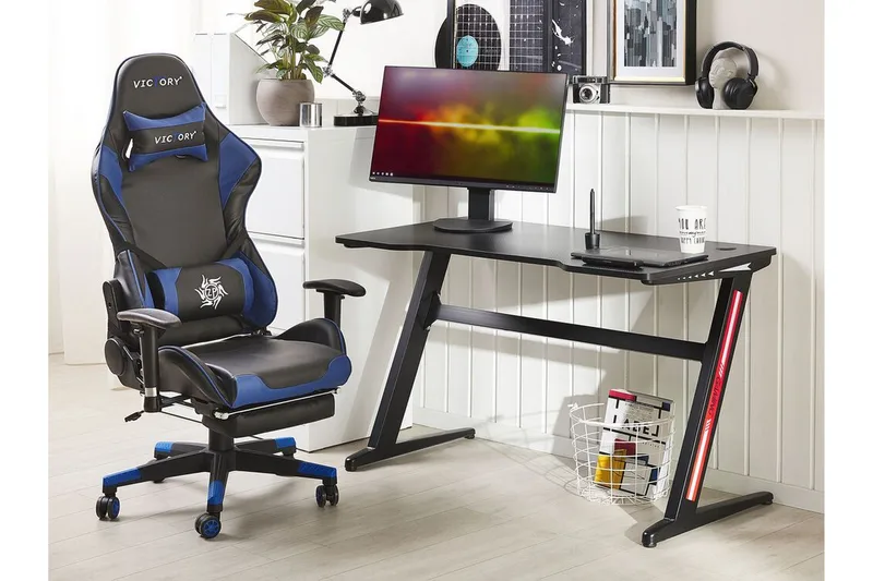 Darfur Gamingbord 120 cm med LED-belysning - Grå/Svart - Möbler - Bord & matgrupper - Kontorsbord - Gamingbord