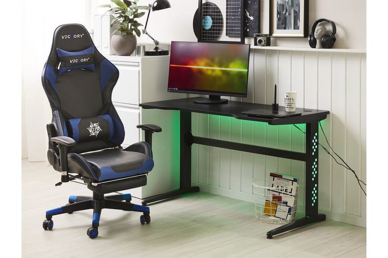 Dexteren Gamingbord 120 cm med LED-belysning - Svart/Svart - Gamingbord