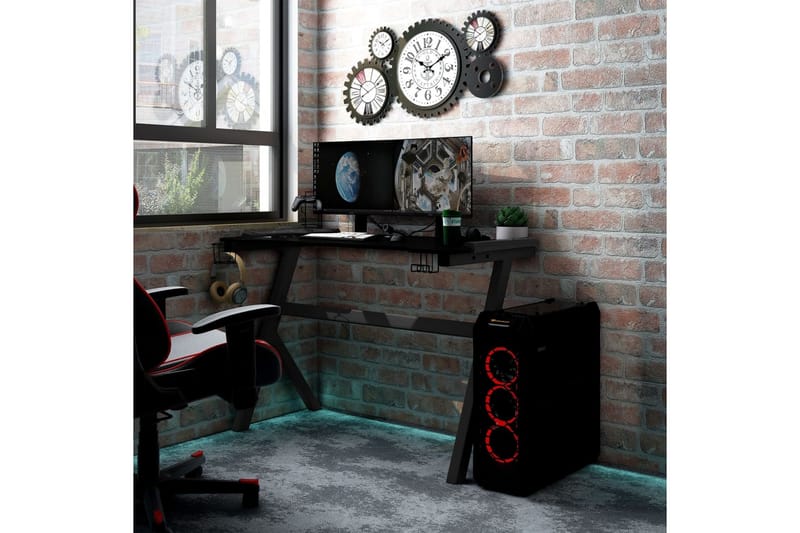 Gamingskrivbord LED med Y-formade ben svart 110x60x75 cm - Svart - Möbler - Bord & matgrupper - Kontorsbord - Gamingbord