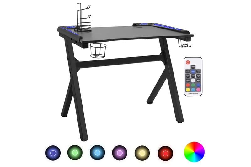 Gamingskrivbord LED med Y-formade ben svart 110x60x75 cm - Svart - Möbler - Bord & matgrupper - Kontorsbord - Gamingbord
