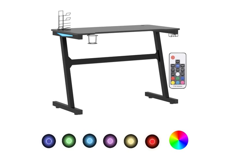 Gamingskrivbord LED med Z-formade ben svart 110x60x75 cm - Svart - Möbler - Bord & matgrupper - Kontorsbord - Gamingbord