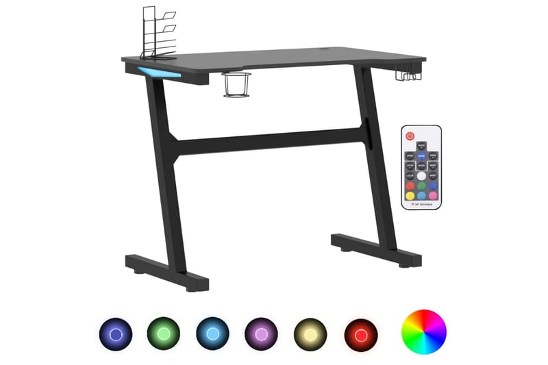 Gamingskrivbord LED med Z-formade ben svart 90x60x75 cm - Svart - Möbler - Bord & matgrupper - Kontorsbord - Gamingbord
