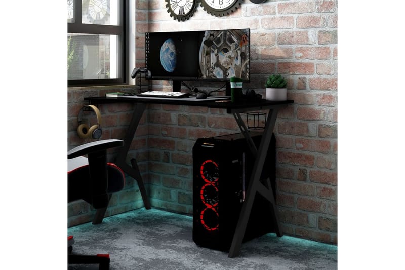 Gamingskrivbord med Y-formade ben svart 90x60x75 cm - Svart - Möbler - Bord & matgrupper - Kontorsbord - Gamingbord