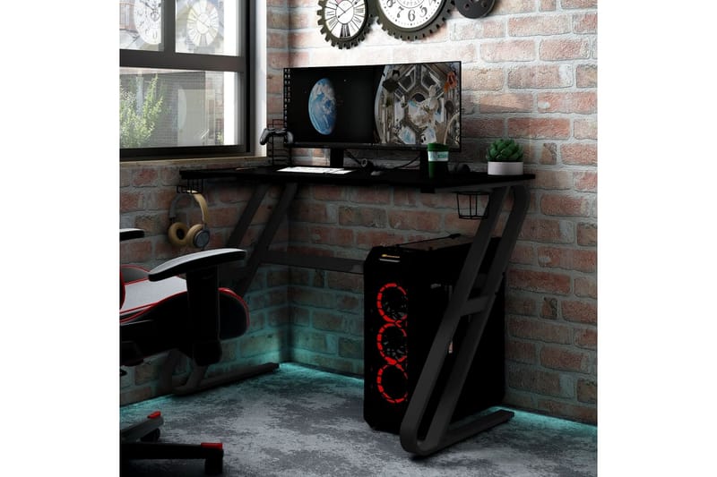 Gamingskrivbord med ZZ-formade ben svart 110x60x75 cm - Svart - Gamingbord