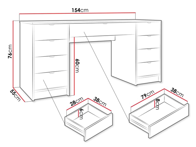 Gudelia Skrivbord 154 cm - brun - Möbler - Bord & matgrupper - Kontorsbord - Skrivbord