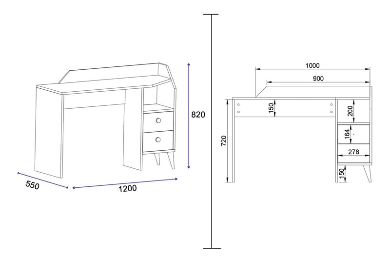 Hafing Skrivbord 120x55 cm Vit - Hanah Home - Skrivbord