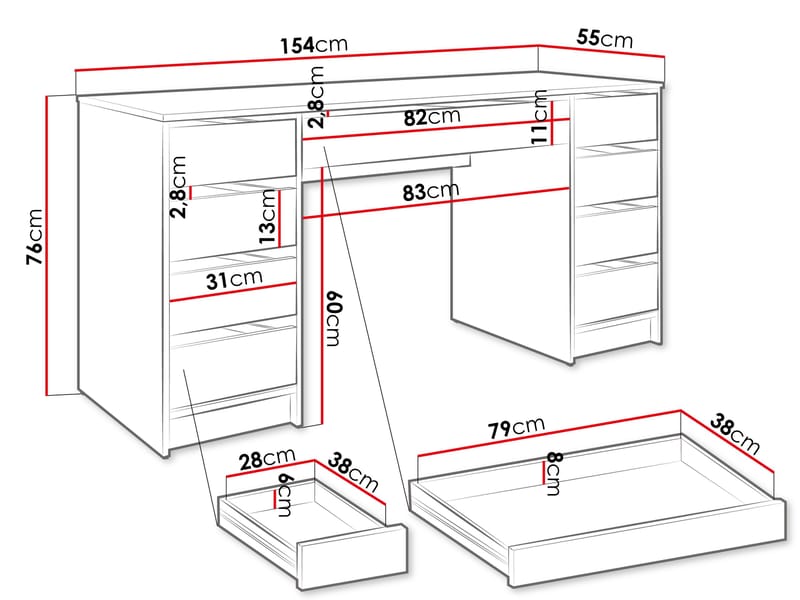 Harland Skrivbord 154 cm - ljusbrun - Möbler - Bord & matgrupper - Kontorsbord - Skrivbord