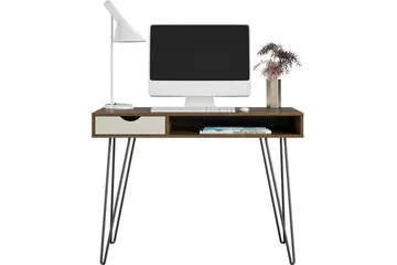 Harmony Skrivbord med Förvaring och Lådor i Trä med Metallben - Brun - Möbler - Bord & matgrupper - Kontorsbord - Skrivbord